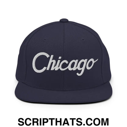 Chicago Script Snapback Hat Navy