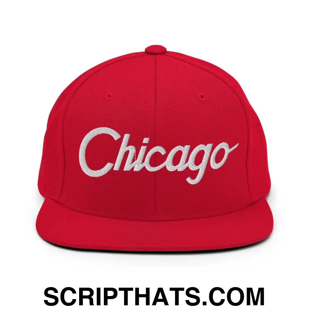 Chicago Script Snapback Hat Red