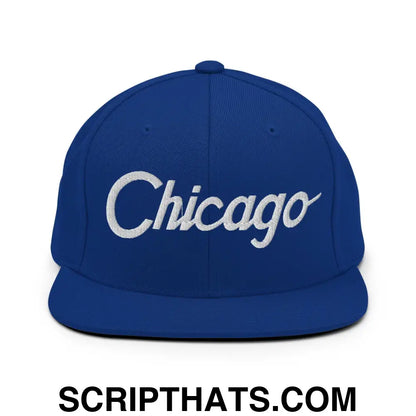 Chicago Script Snapback Hat Royal Blue