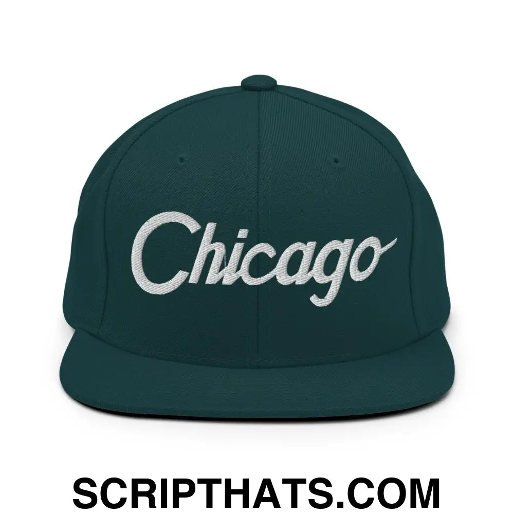 Chicago Script Snapback Hat Spruce