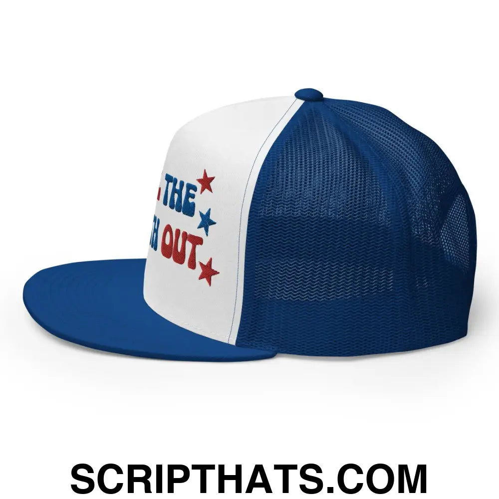 Chill The Fourth Out 4th of July Funny Snapback Trucker Hat Royal White Royal