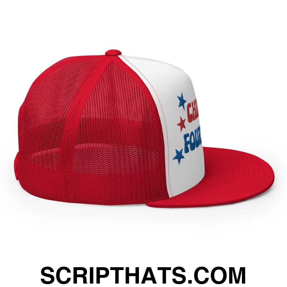 Chill The Fourth Out 4th of July Funny Snapback Trucker Hat Red White Red