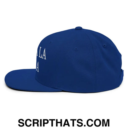 Chinga La Migra Embroidered Flat Bill Brim Snapback Hat Royal Blue