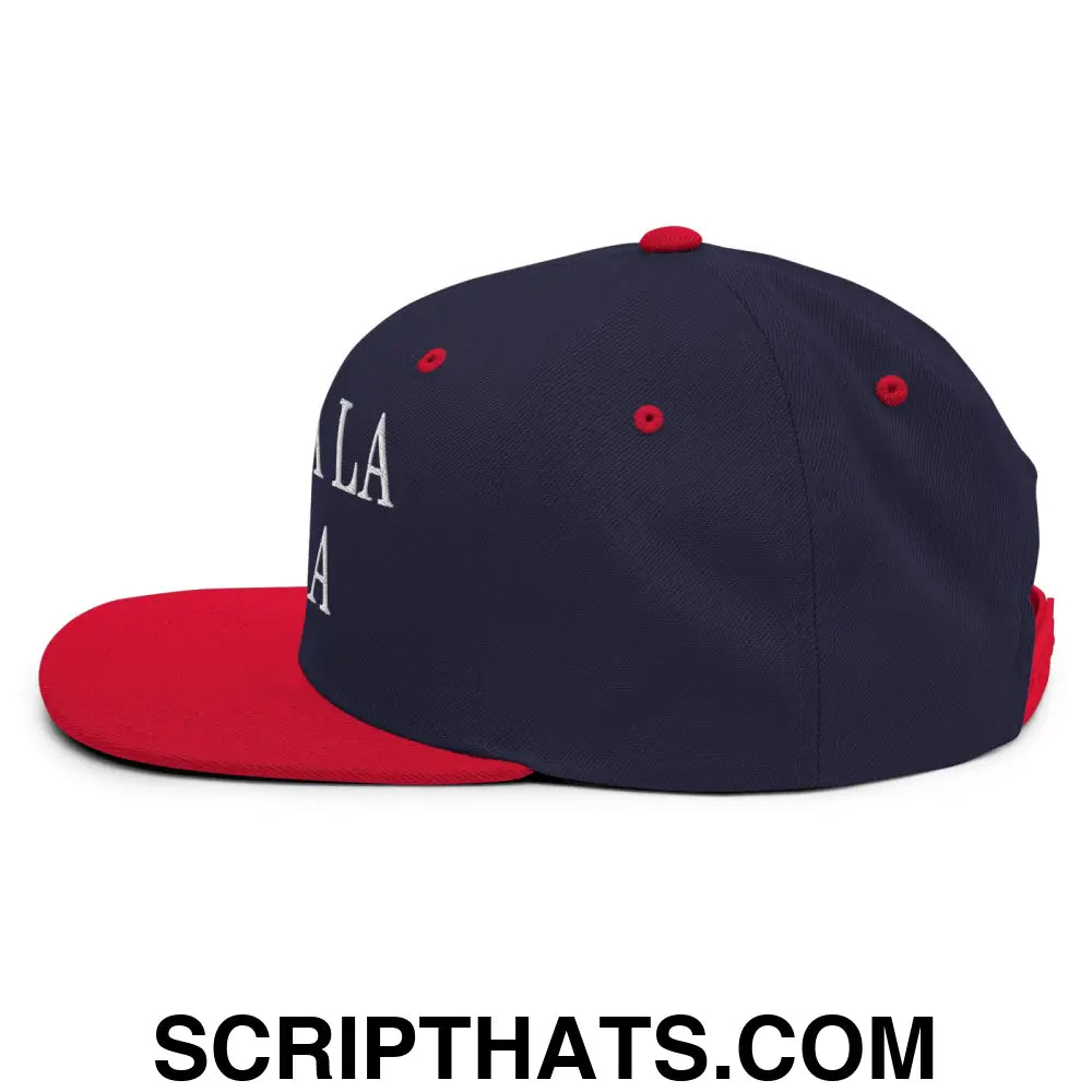 Chinga La Migra Embroidered Flat Bill Brim Snapback Hat Navy Red