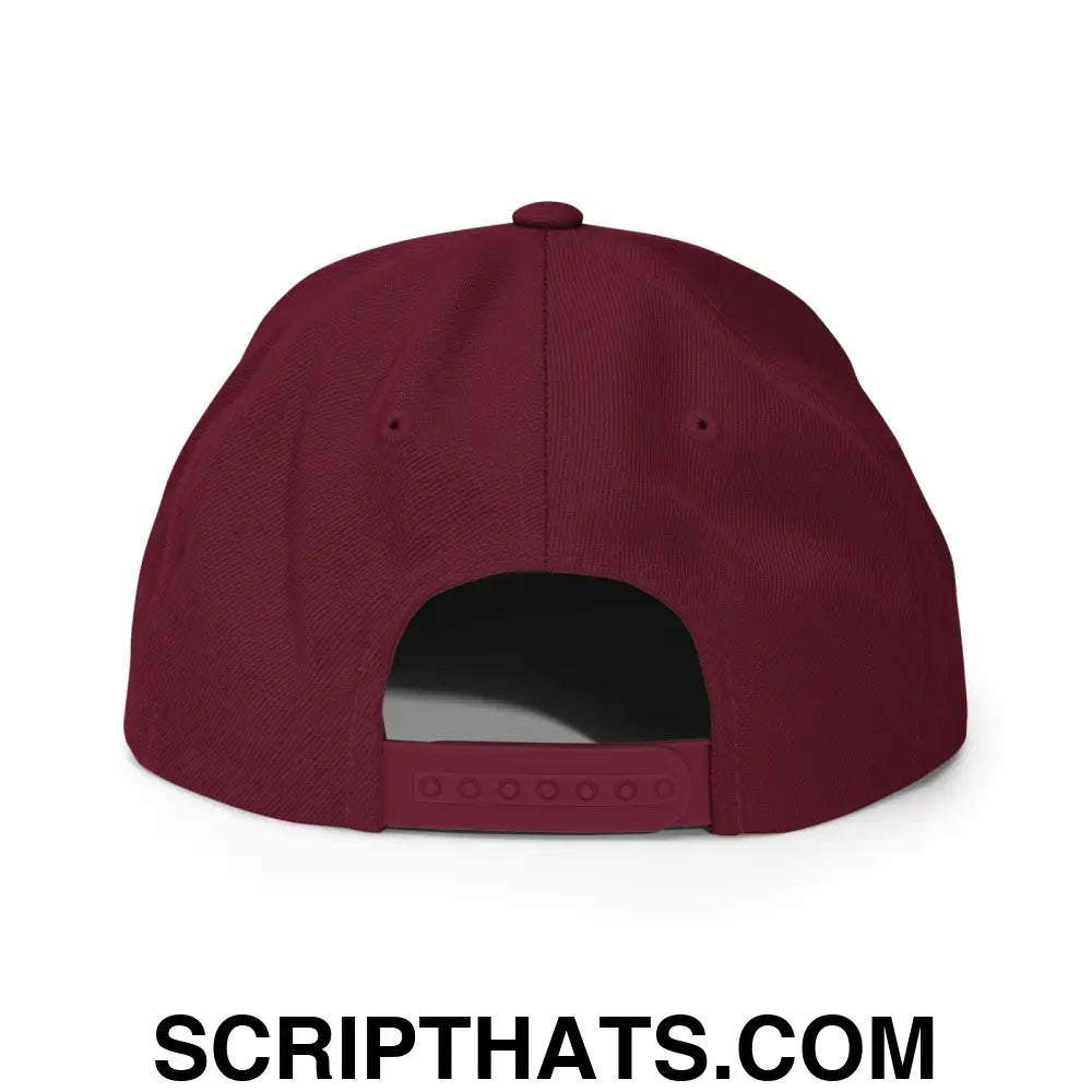 Chinga La Migra Embroidered Flat Bill Brim Snapback Hat Maroon