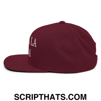 Chinga La Migra Embroidered Flat Bill Brim Snapback Hat Maroon