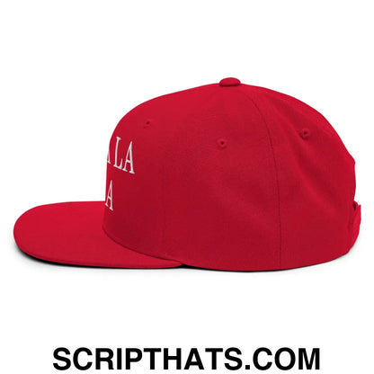 Chinga La Migra Embroidered Flat Bill Brim Snapback Hat Red