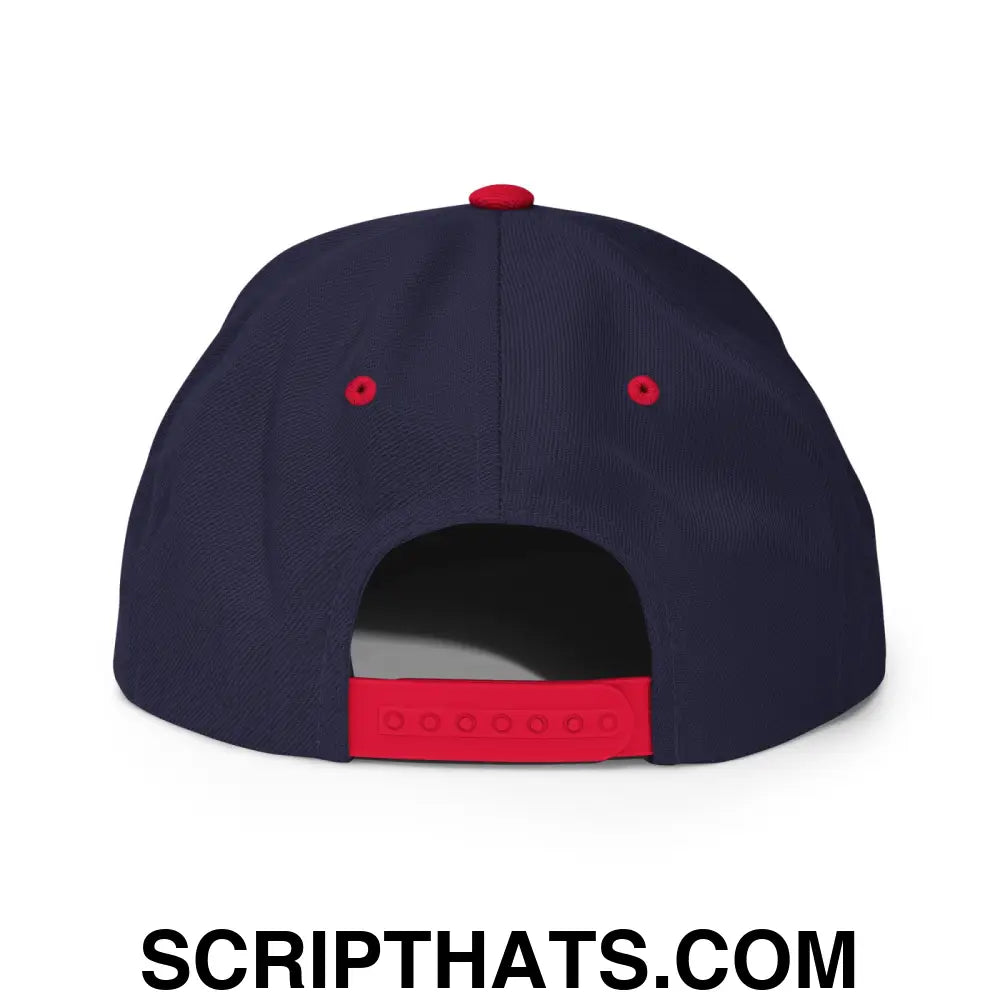 Chinga La Migra Embroidered Flat Bill Brim Snapback Hat Navy Red