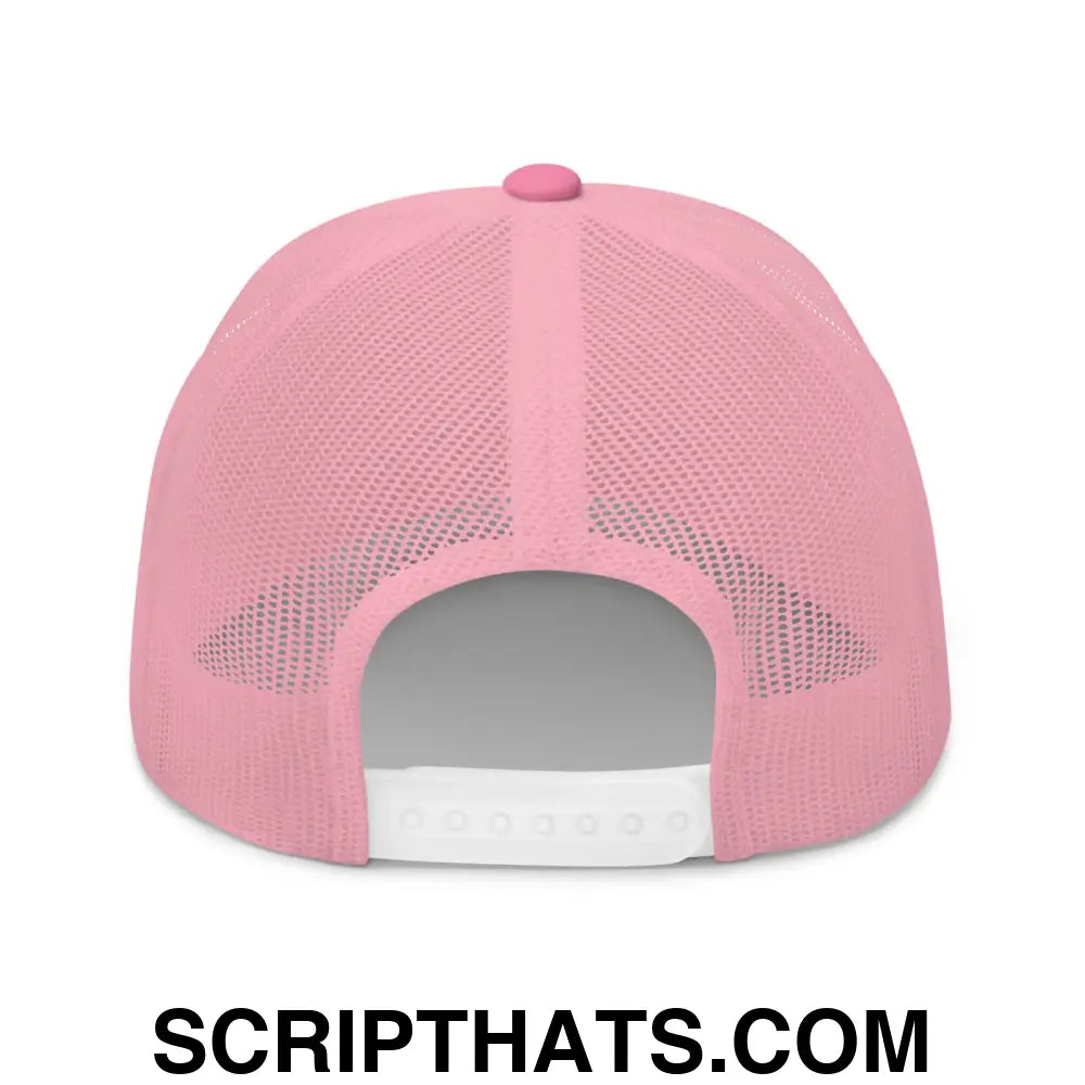 Chinga La Migra Embroidered Mesh Trucker Hat Pink