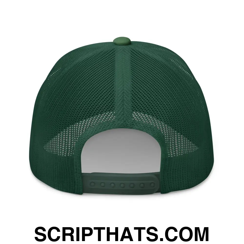 Chinga La Migra Embroidered Mesh Trucker Hat Evergreen