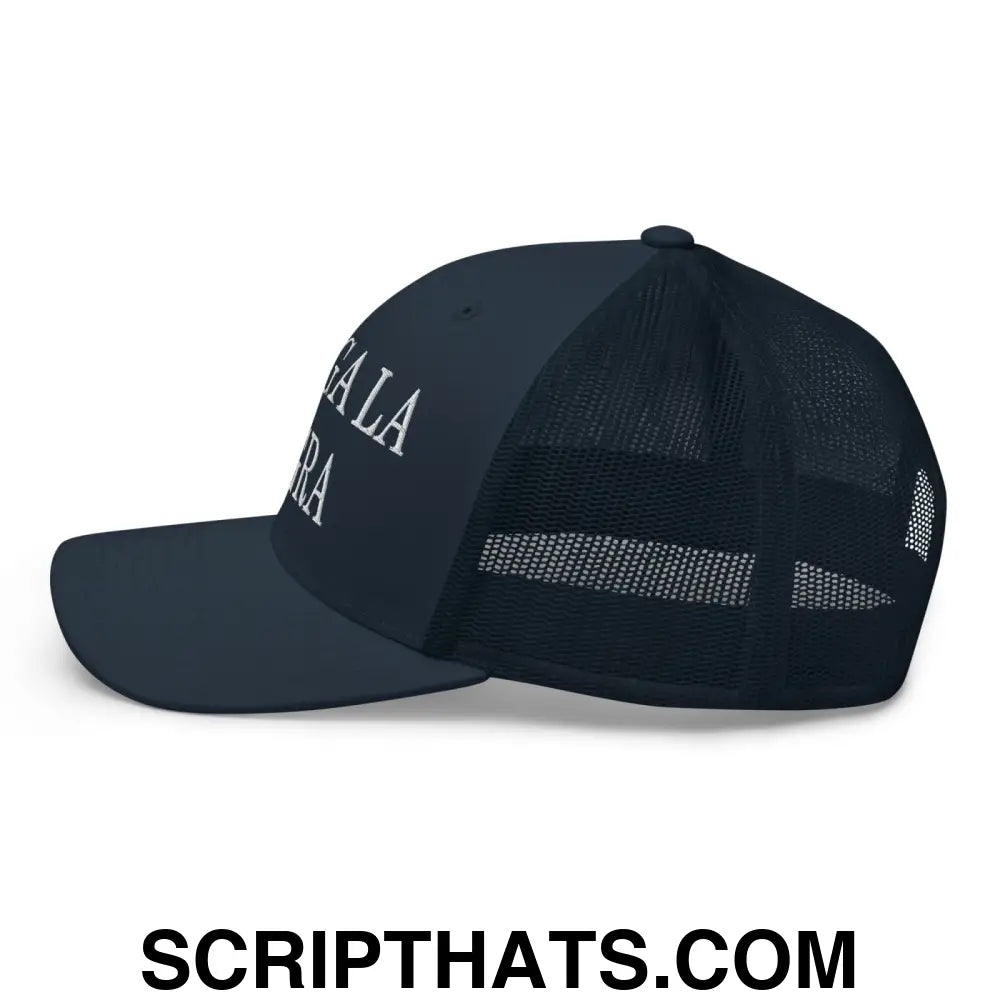 Chinga La Migra Embroidered Mesh Trucker Hat Navy