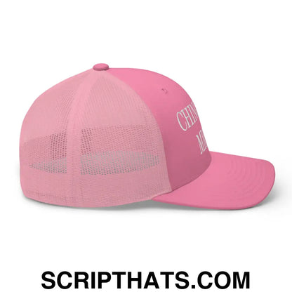 Chinga La Migra Embroidered Mesh Trucker Hat Pink