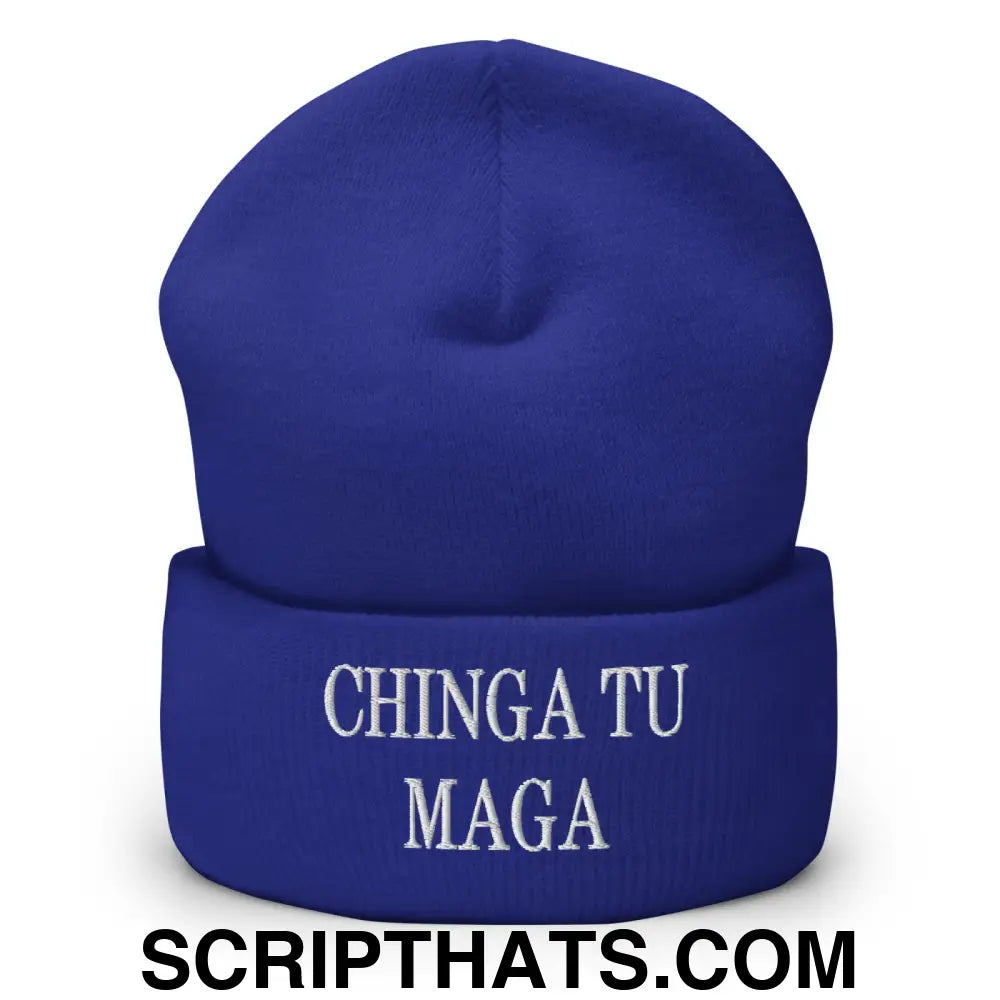 Chinga Tu MAGA Embroidered Knit Cuffed Beanie Royal