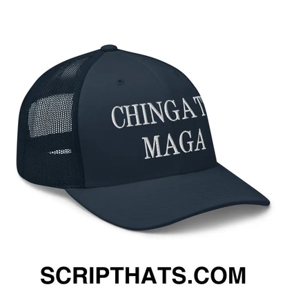 Chinga Tu MAGA Embroidered Mesh Trucker Hat Navy