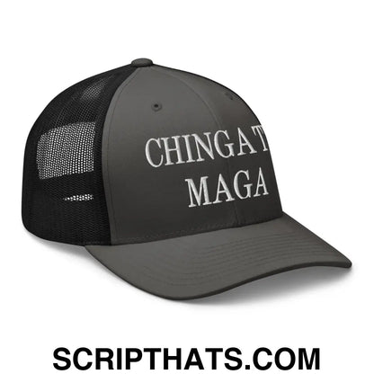 Chinga Tu MAGA Embroidered Mesh Trucker Hat Charcoal Black