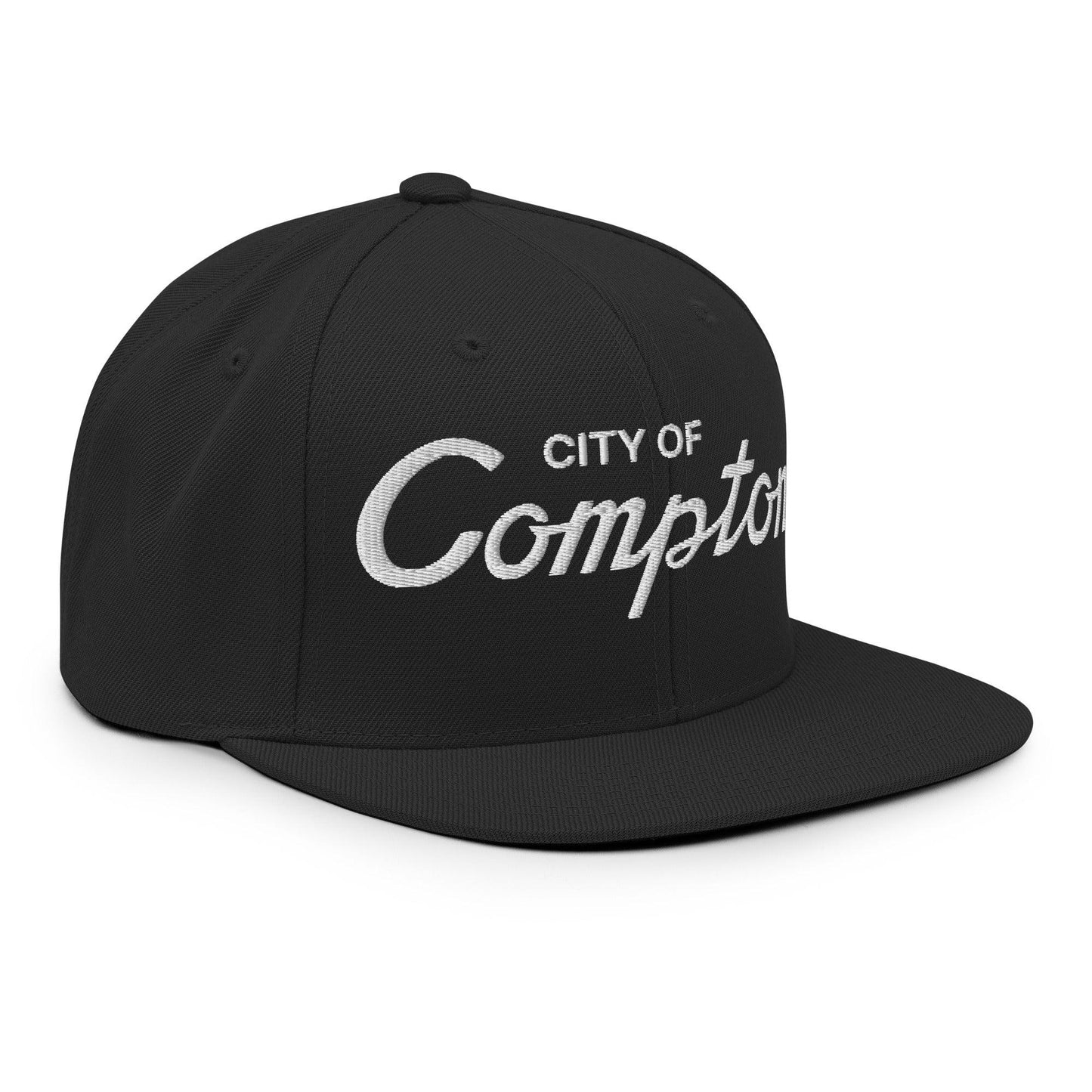 City of Compton II Vintage Sports Script Snapback Hat t Black