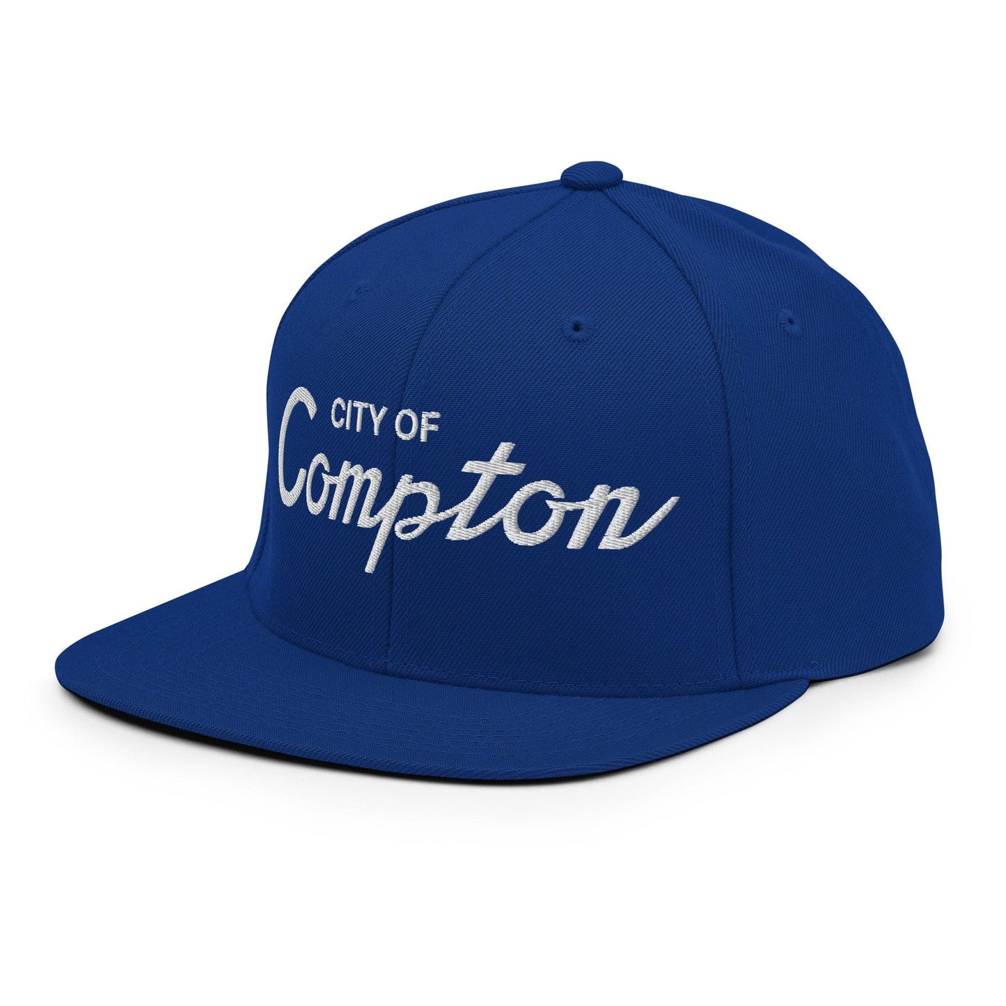 City of Compton II Vintage Sports Script Snapback Hat t Royal Blue