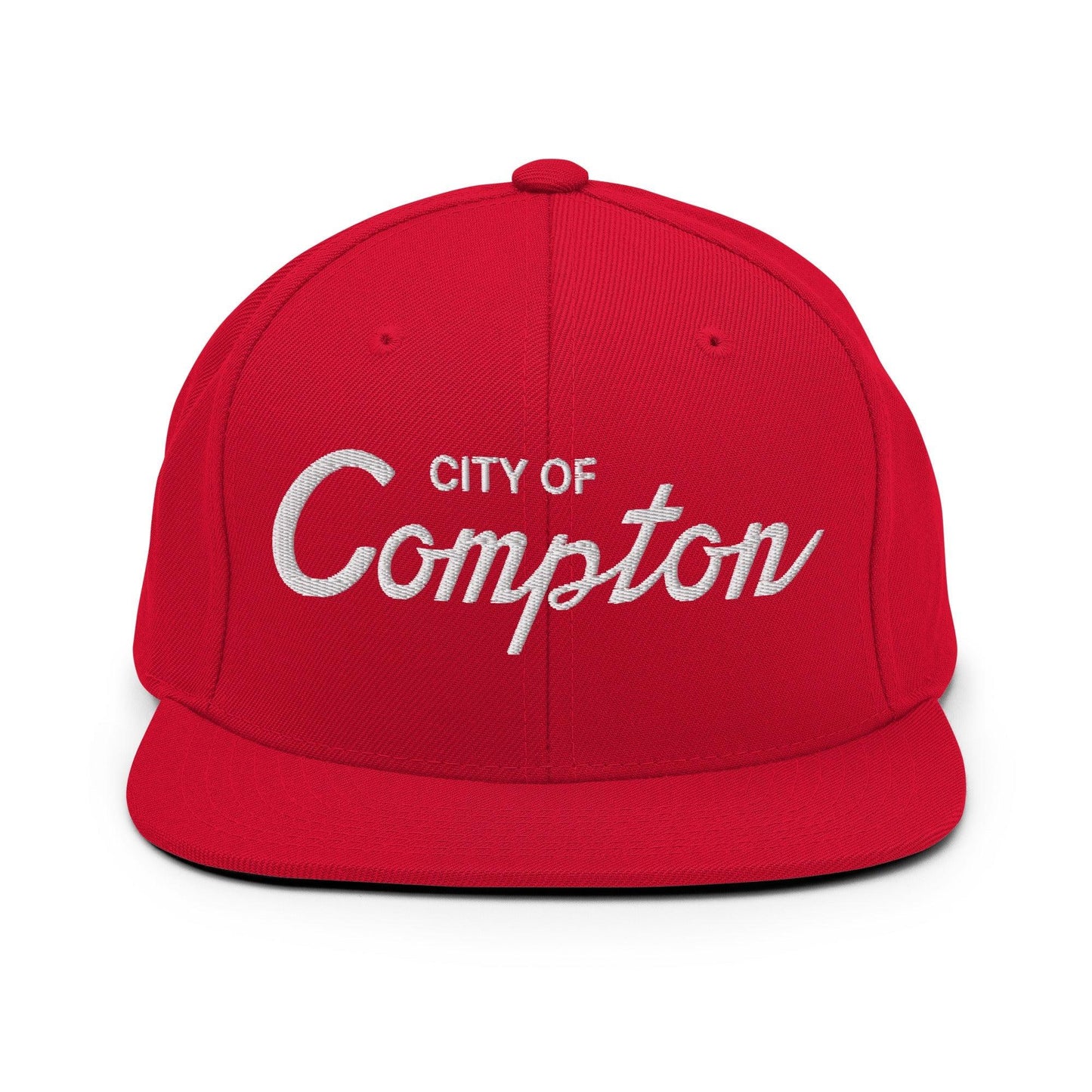 City of Compton II Vintage Sports Script Snapback Hat t Red