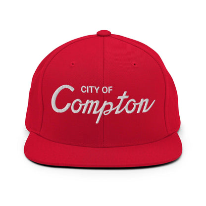 City of Compton II Vintage Sports Script Snapback Hat t Red