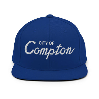 City of Compton II Vintage Sports Script Snapback Hat t Royal Blue