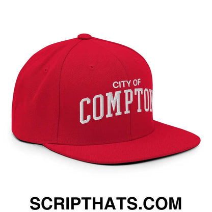 City of Compton Varsity Letterman Block Snapback Hat Red