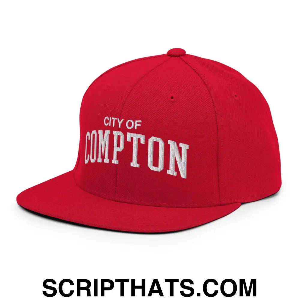 City of Compton Varsity Letterman Block Snapback Hat Red