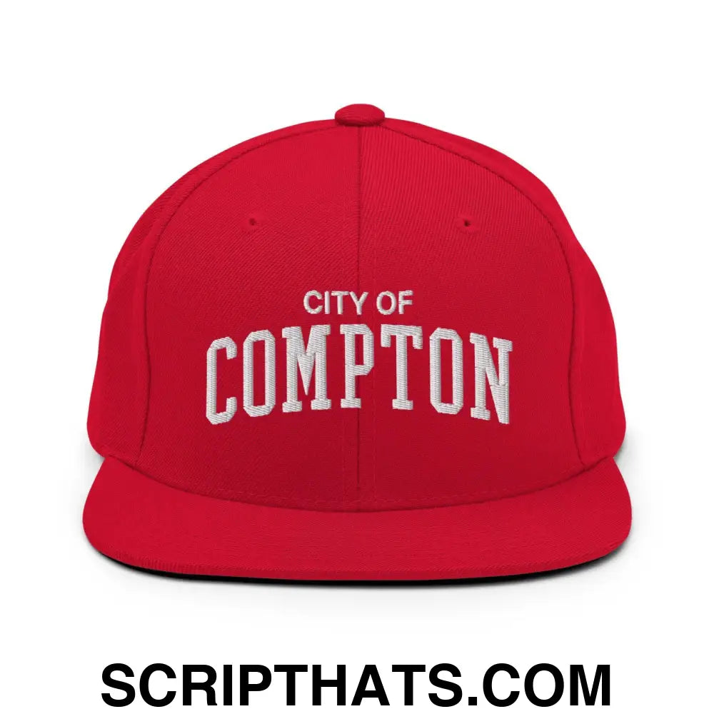 City of Compton Varsity Letterman Block Snapback Hat Red