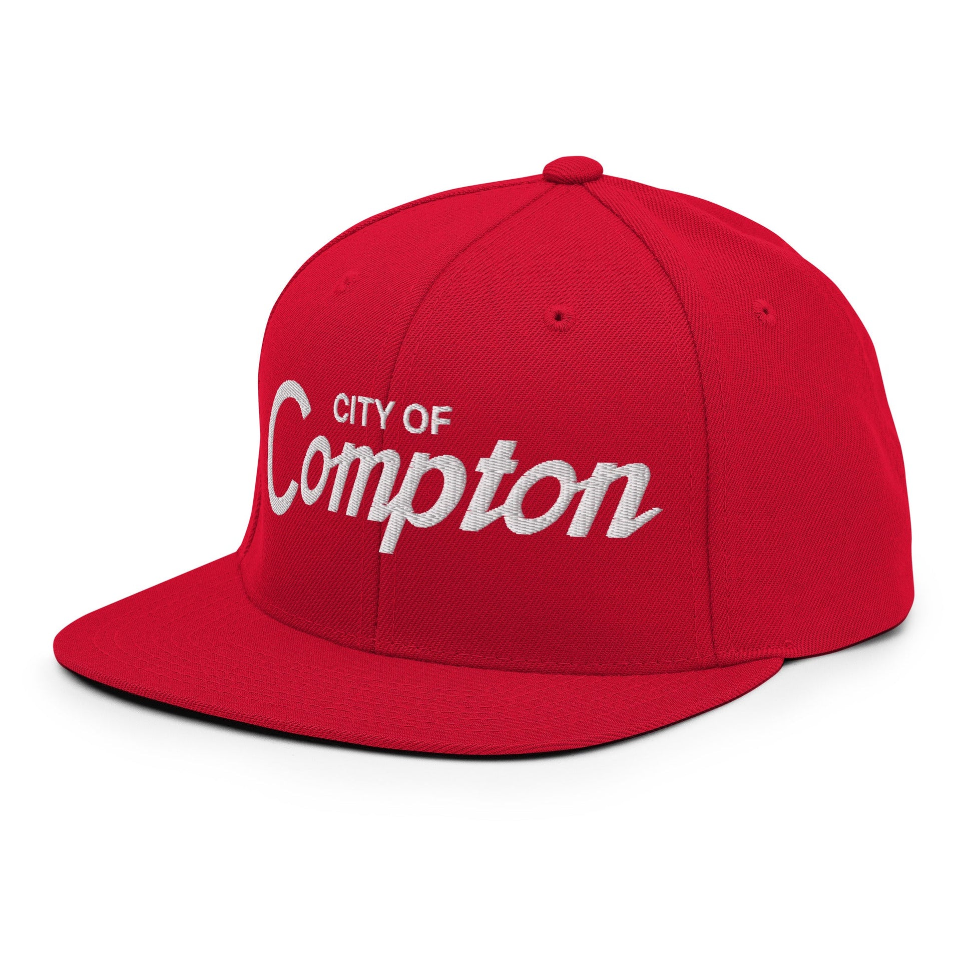 City of Compton Vintage Sports Script Snapback Hat Red