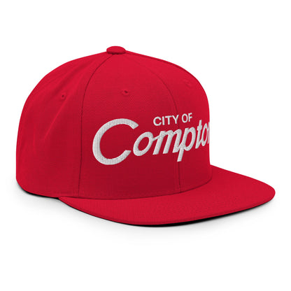City of Compton Vintage Sports Script Snapback Hat Red