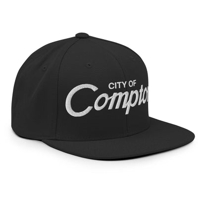 City of Compton Vintage Sports Script Snapback Hat Black