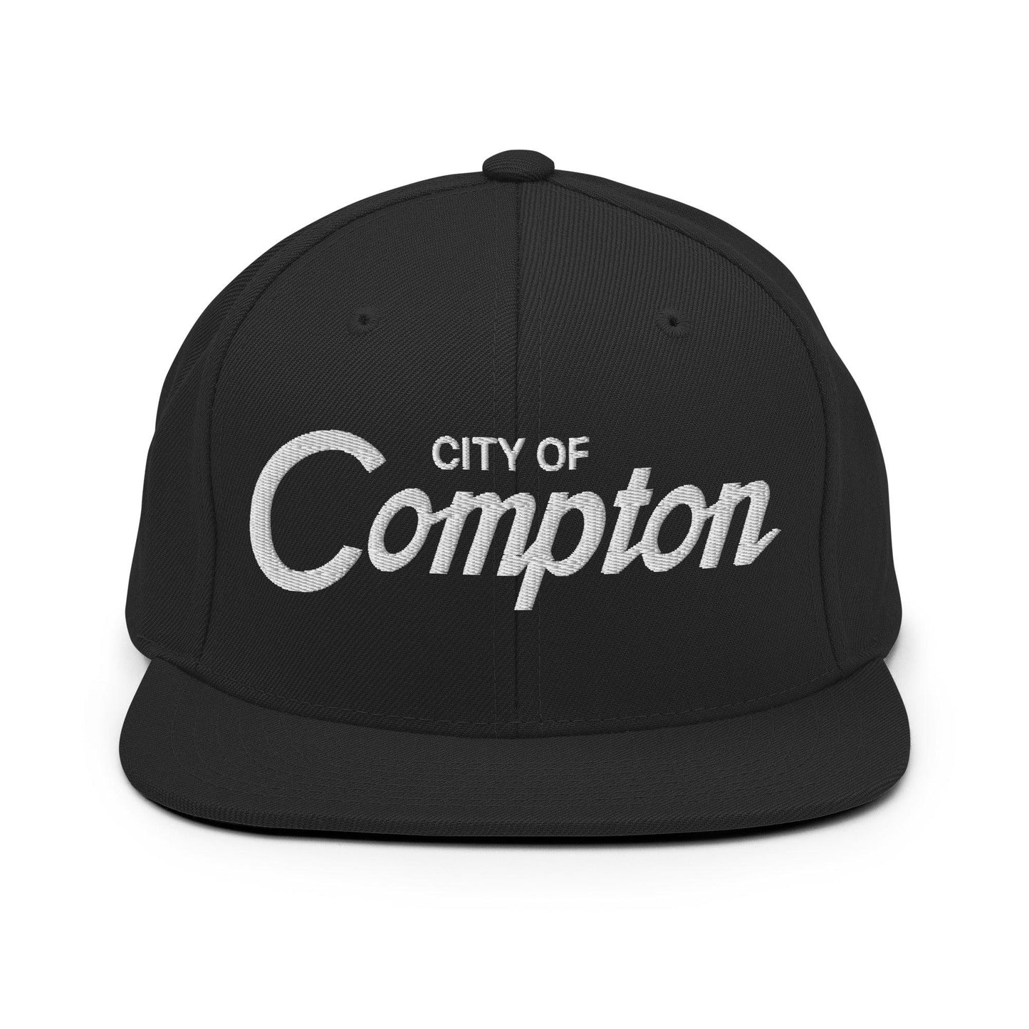 City of Compton Vintage Sports Script Snapback Hat Black