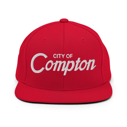 City of Compton Vintage Sports Script Snapback Hat Red