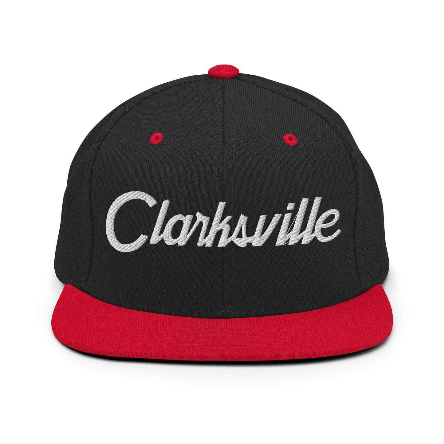 Clarksville Script Snapback Hat Black Red