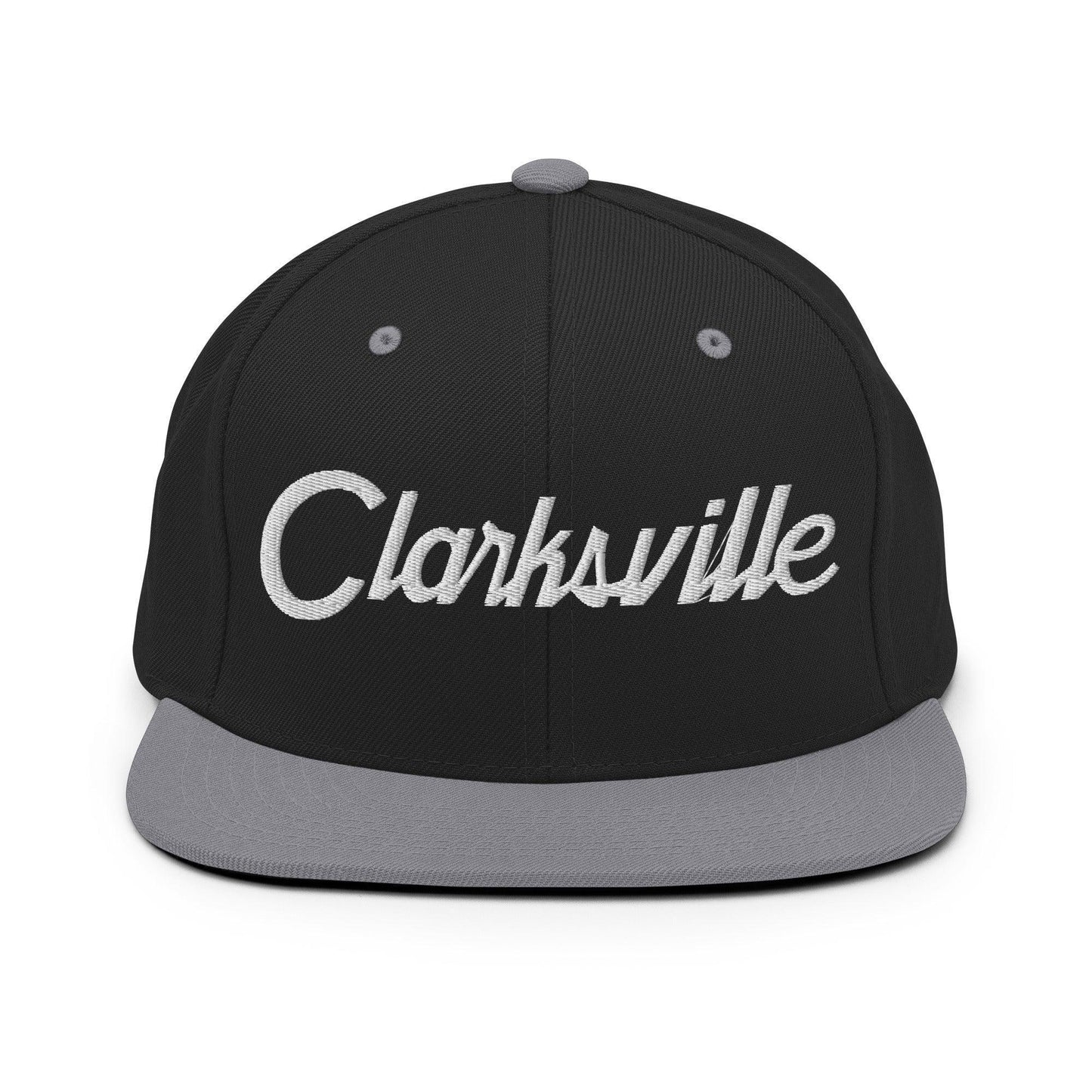 Clarksville Script Snapback Hat Black Silver