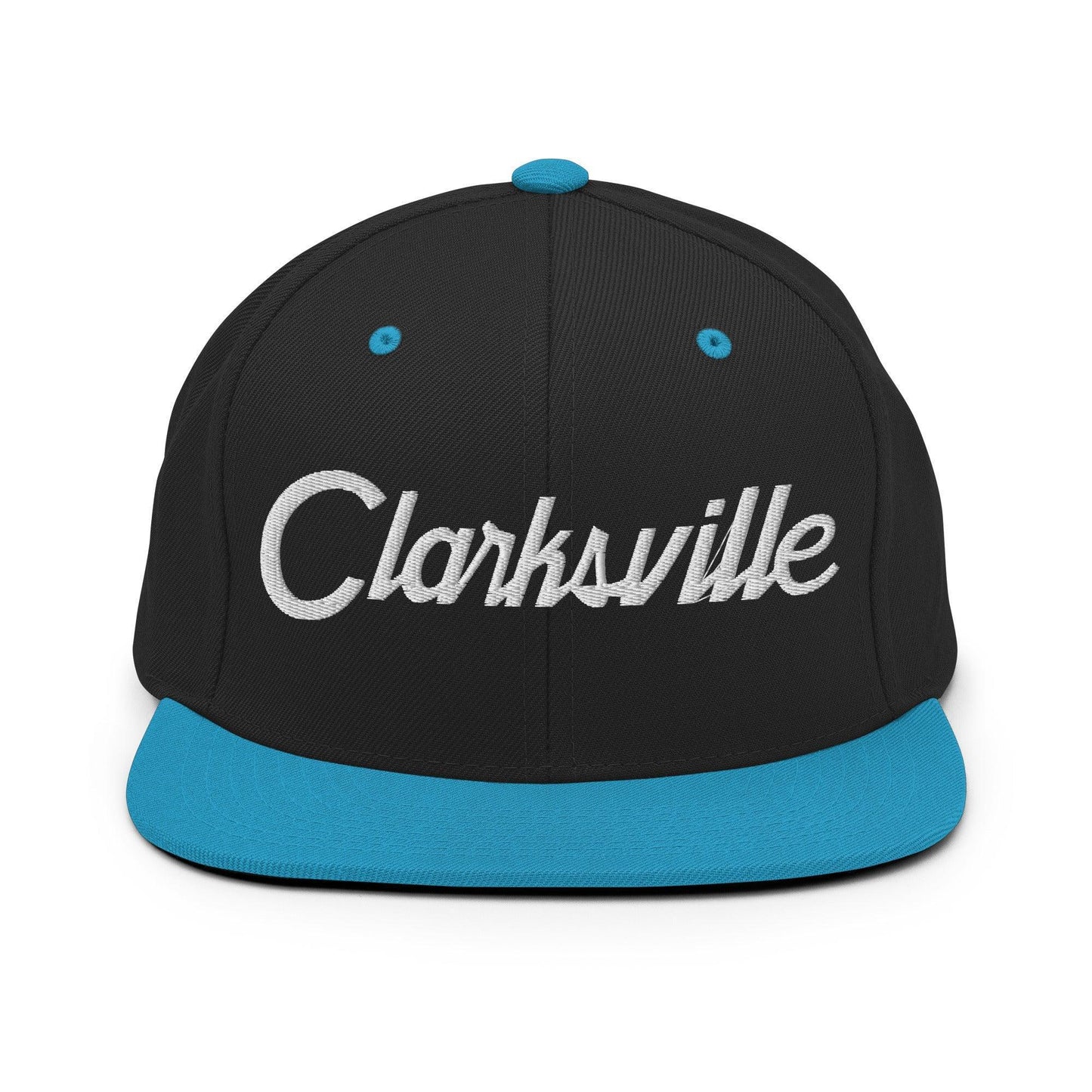 Clarksville Script Snapback Hat Black Teal