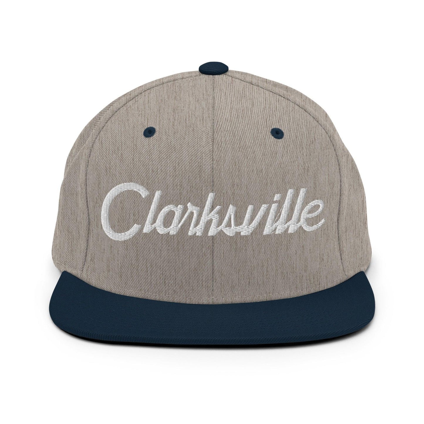 Clarksville Script Snapback Hat Heather Grey Navy