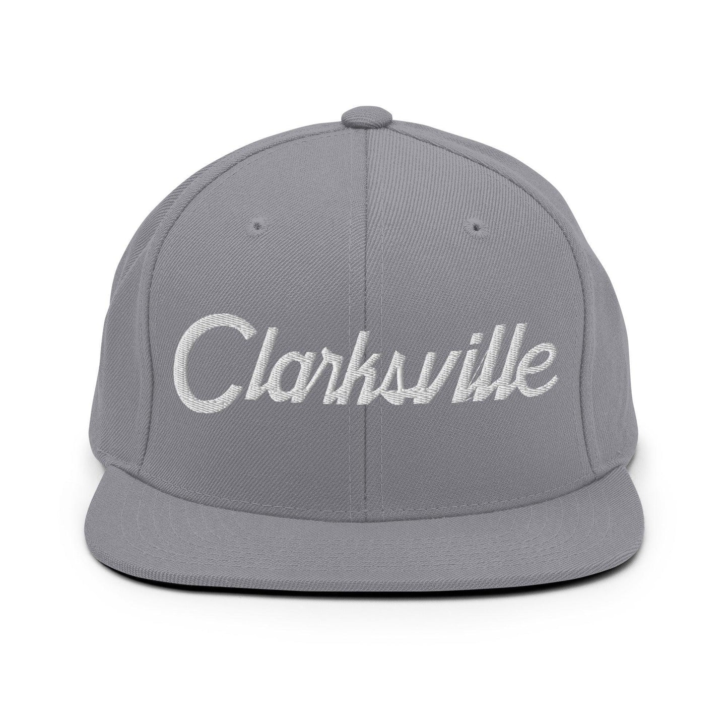 Clarksville Script Snapback Hat Silver