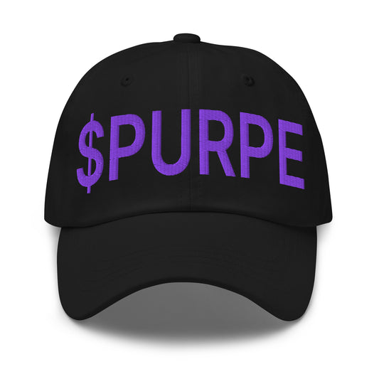 Purple Pepe $PURPE Embroidered Dad Hat Black