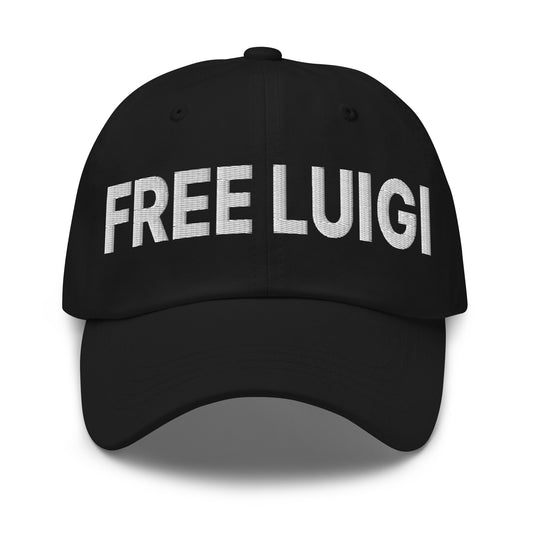 Free Luigi Mangione Embroidered Dad Hat Black