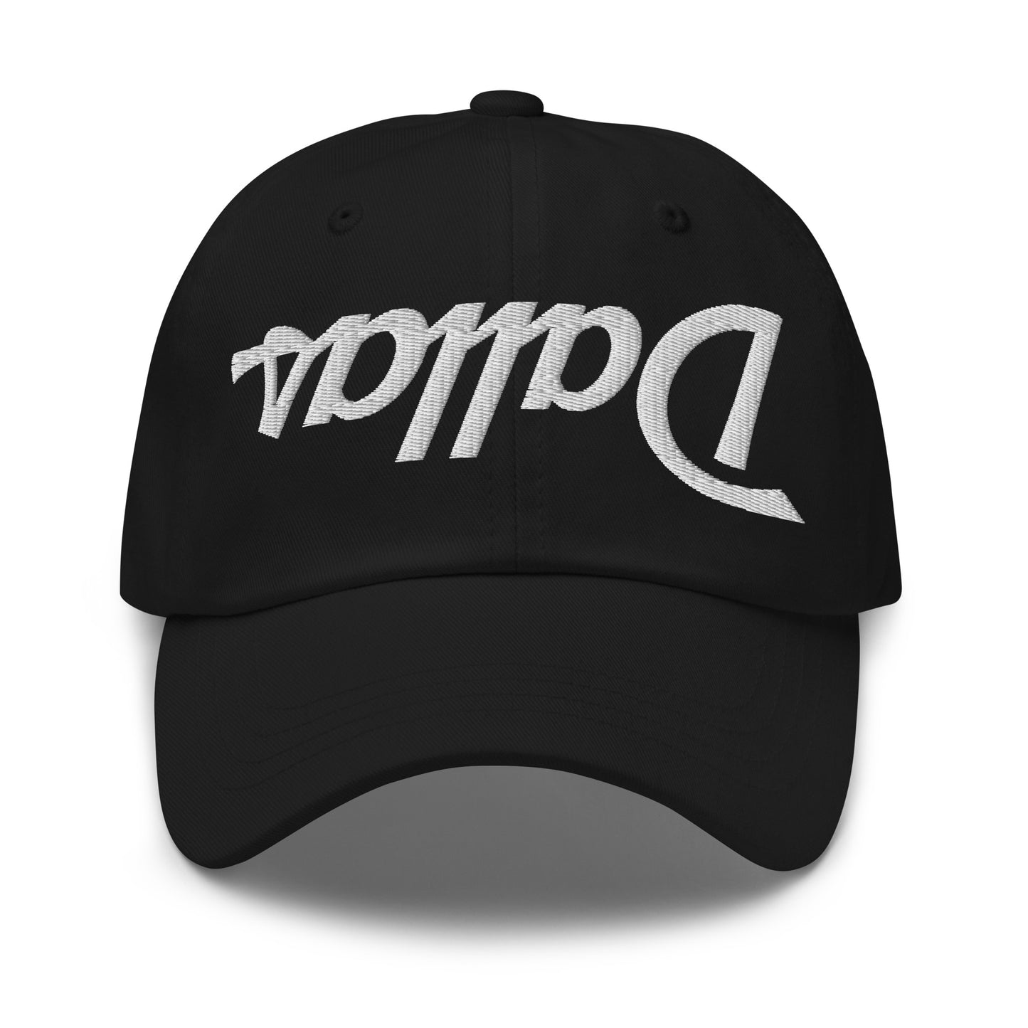 Upside Down Dallas Vintage Sports Script Embroidered Dad Hat Black