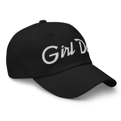 Girl Dad Vintage Sports Script Embroidered Dad Hat Black