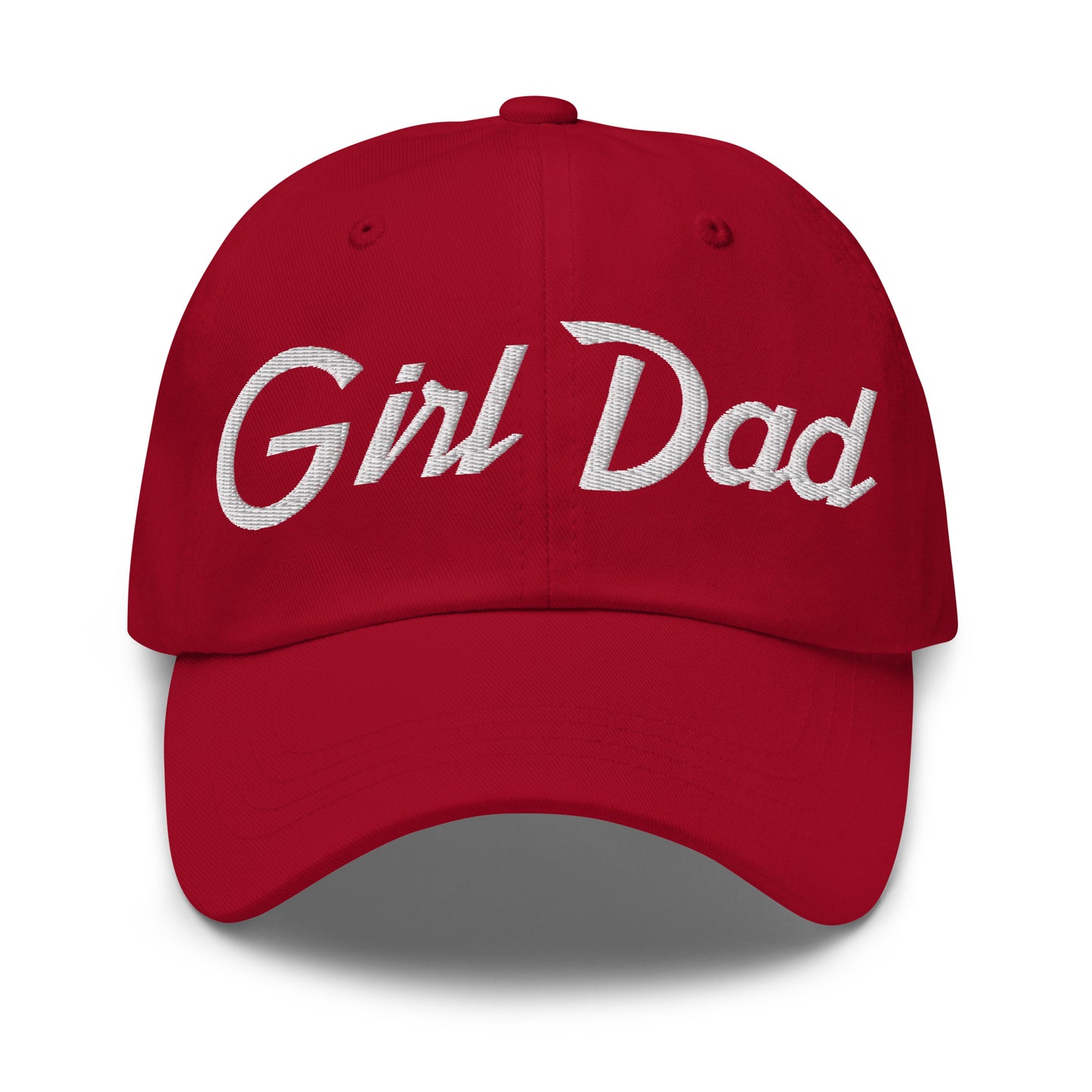 Girl Dad Vintage Sports Script Embroidered Dad Hat Cranberry