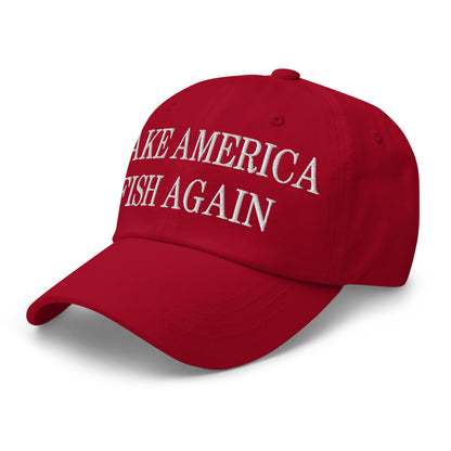 Make America Fish Again Embroidered Dad Hat Cranberry