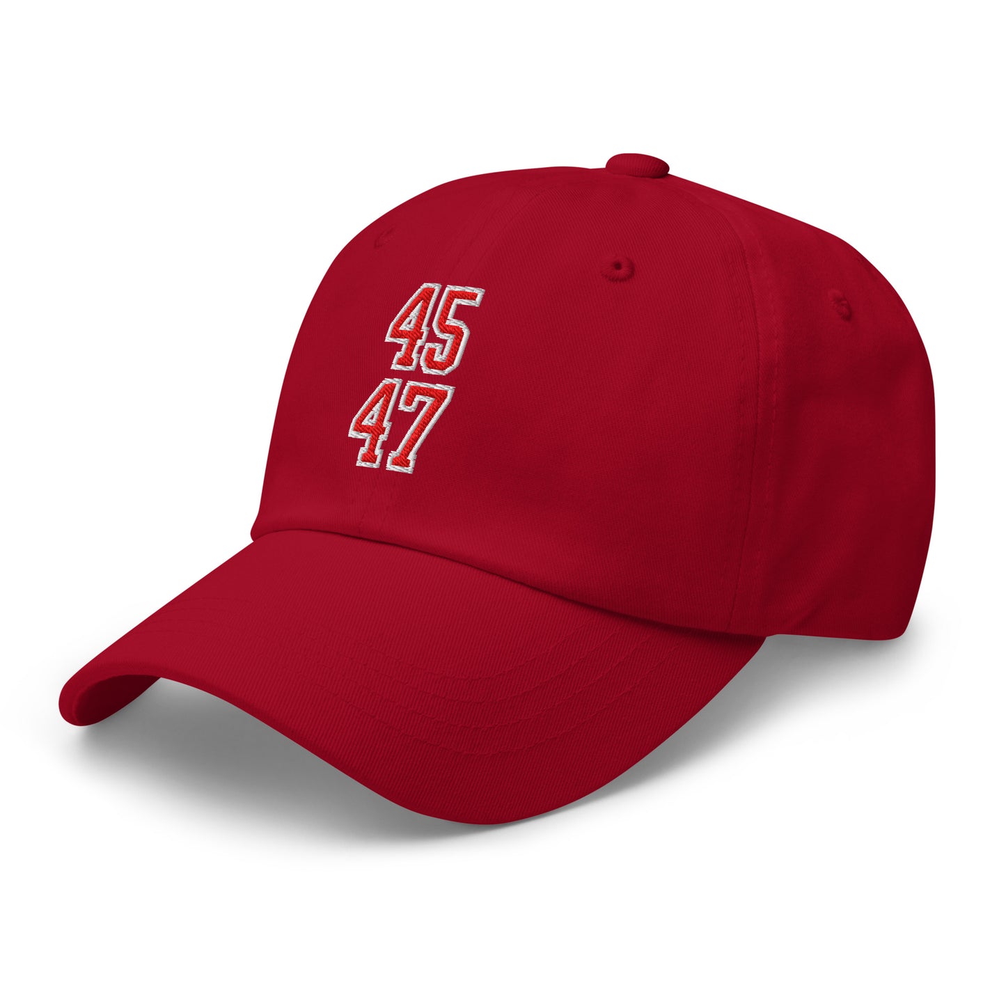 Donald Trump 45-47 Embroidered Dad Hat Red/White Cranberry