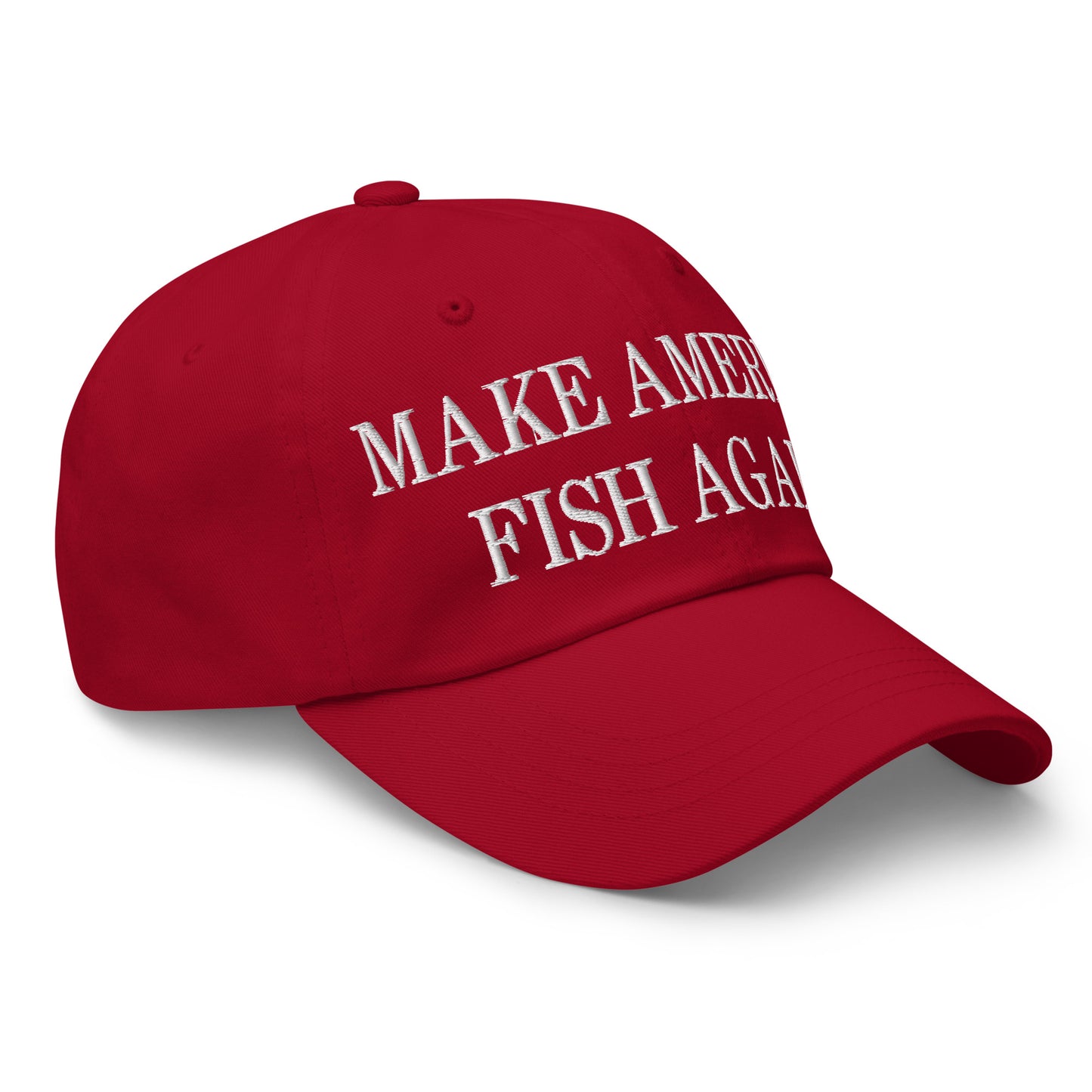 Make America Fish Again Embroidered Dad Hat Cranberry