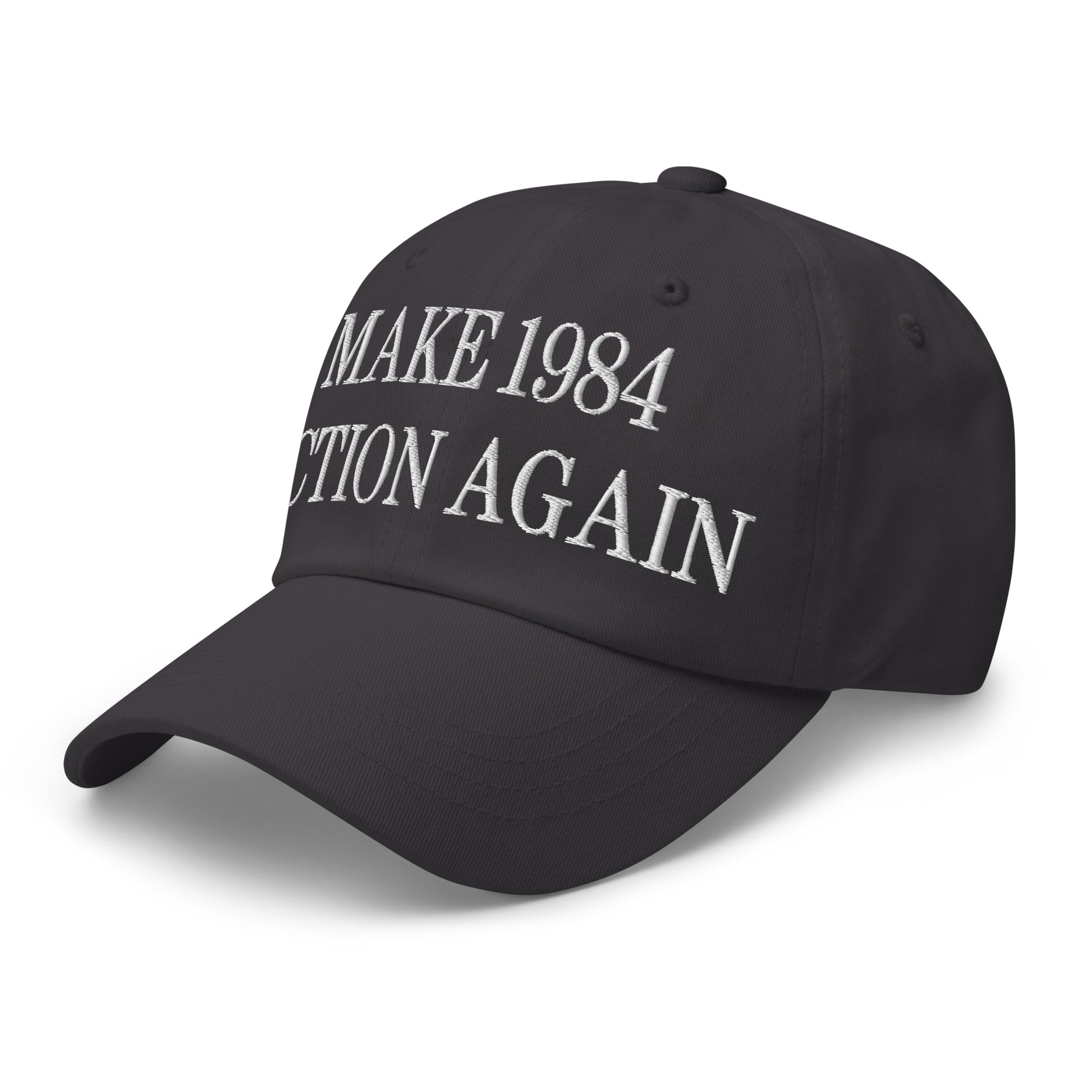 Make 1984 Fiction Again Embroidered Dad Hat Dark Grey