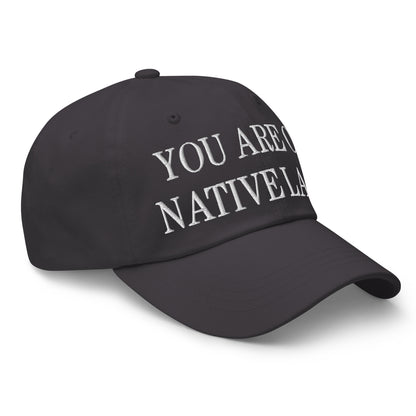 You Are On Native Land Embroidered Dad Hat Dark Grey