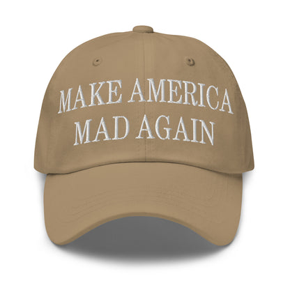 Make America Mad Again Embroidered Dad Hat Khaki