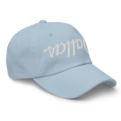 Upside Down Dallas Vintage Sports Script Embroidered Dad Hat Light Blue