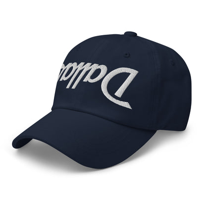 Upside Down Dallas Vintage Sports Script Embroidered Dad Hat Navy